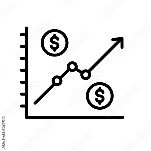 Profit & Loss Icon Representing Financial Growth on Graph  