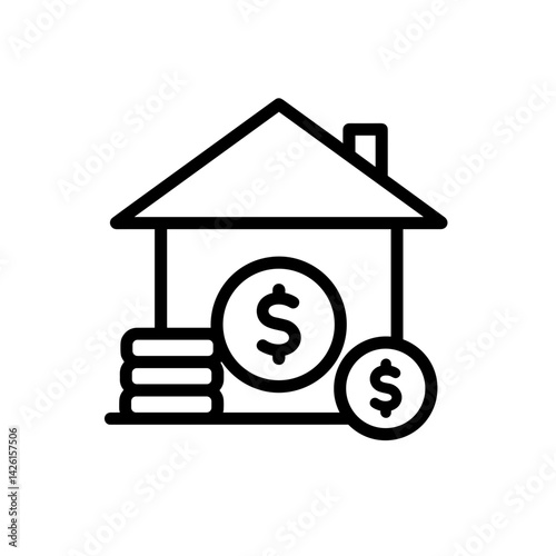 Property tax icon representing home and finances  
