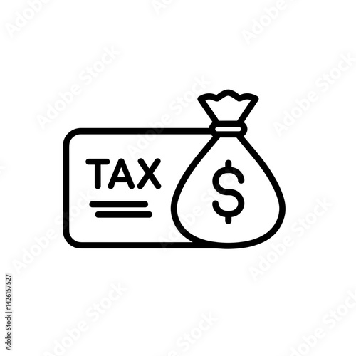 Tax Refund Icon with Dollar Bag Illustration  