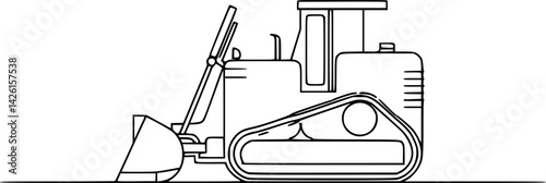 vector sketch bulldozer construction equipment .Generative AI