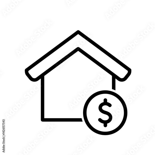 Icon of Property Tax with House and Dollar Sign  