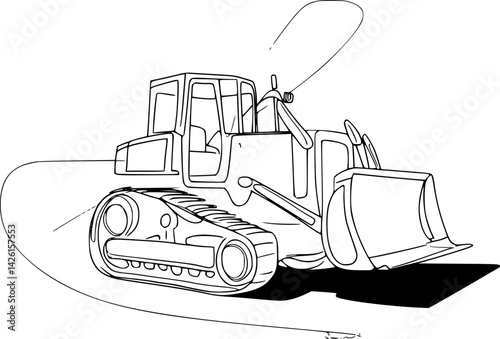 vector sketch bulldozer construction equipment .Generative AI