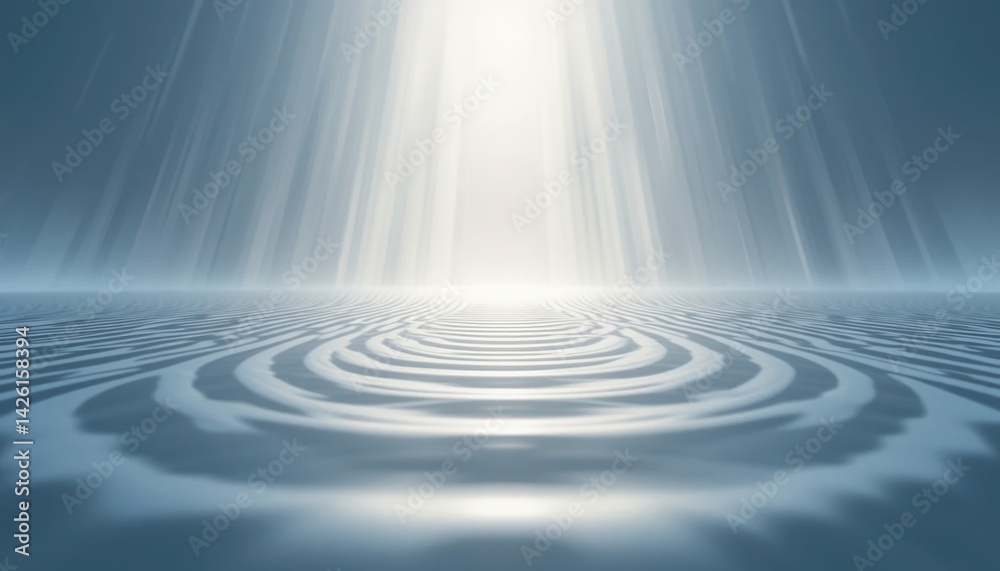 Fototapeta premium Radiant light breaking through water ripples tranquil ocean surface high-quality digital art serene atmosphere aerial view calming concept for mindfulness and meditation