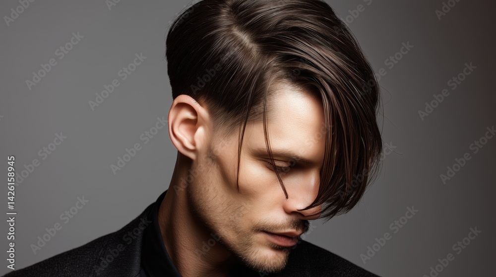 Fototapeta premium Side-Parted Wings Haircut for man