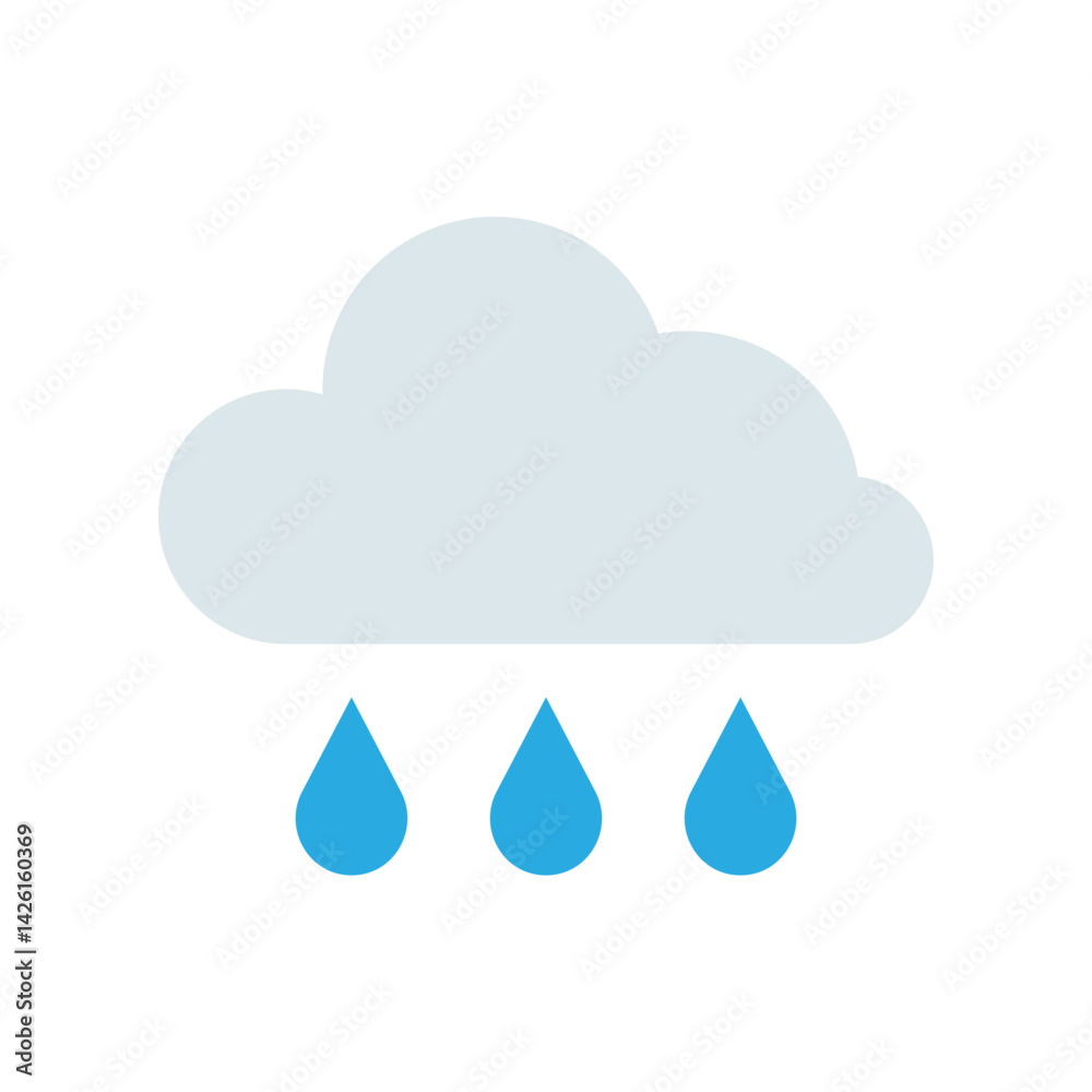 Rainy icon with flat style. Minimalist and simple weather theme vector icon Rainy icon with flat style. Minimalist and simple weather theme vector icon