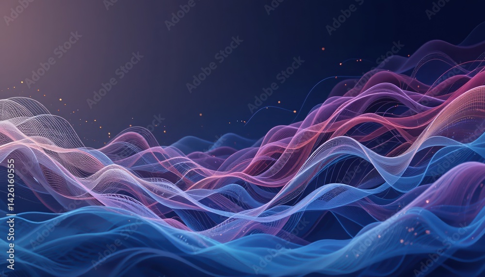 Fototapeta premium Dynamic energy waves in abstract visualization digital art colorful fluid motion creative design environment artistic perspective modern concept