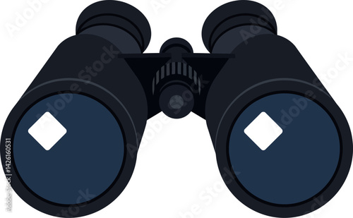 Binoculars front view black optical device for outdoor observation vector illustration 