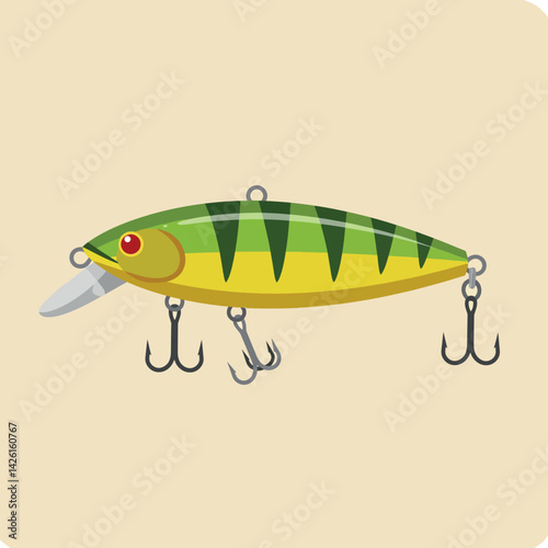 Fishing lure vector illustration with yellow and green colors for hobby and leisure use 