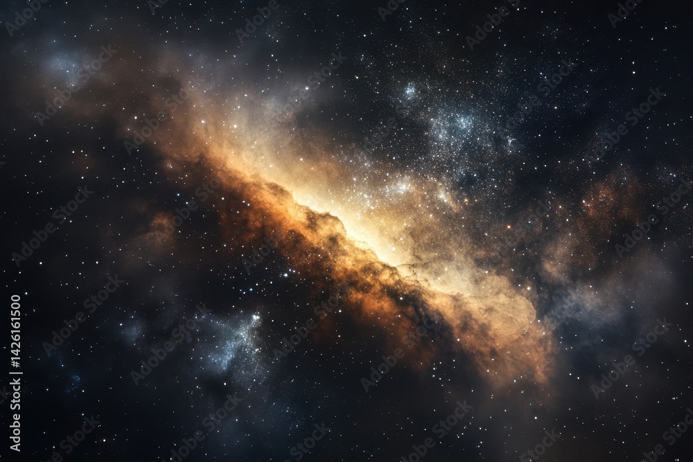 Fototapeta premium Stunning view of a cosmic nebula showcasing vibrant colors and twinkling stars