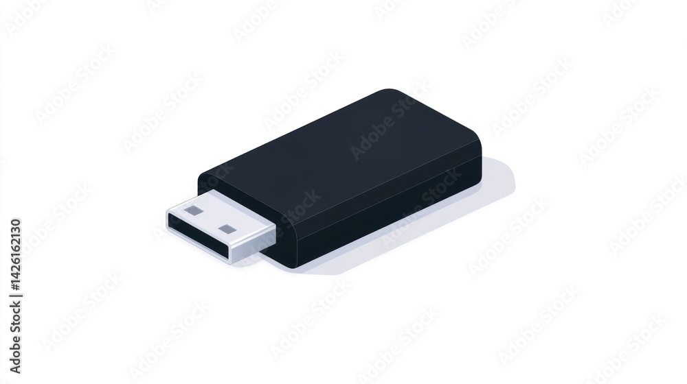 A black USB flash drive A black USB flash drive