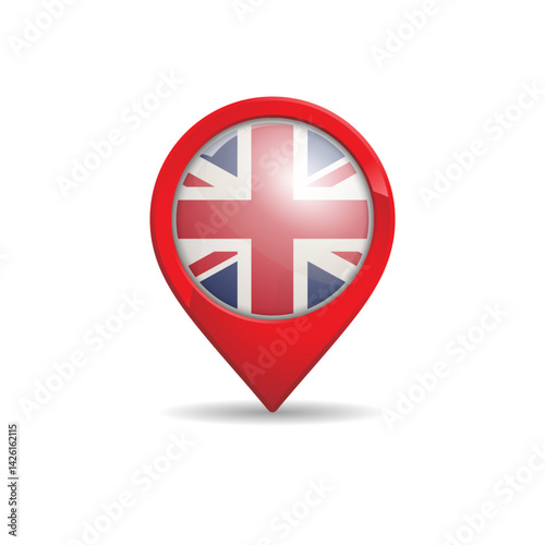 Free Download Realistic British England flag with map pin vector illustration - GFXLoad
