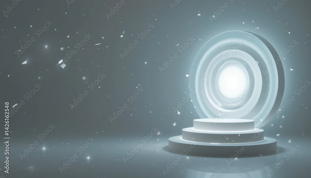 Fototapeta premium Illuminated portal unveiling mystical energy abstract studio digital art ethereal atmosphere central perspective visual concept