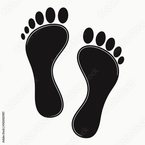 Vector Black Human Footprint Silhouettes