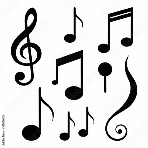 Minimalist Music Note Silhouettes
