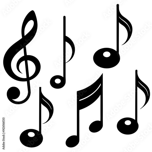 Vector Black Musical Notes Design
