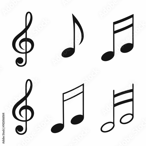 Black Musical Symbols Silhouette Art