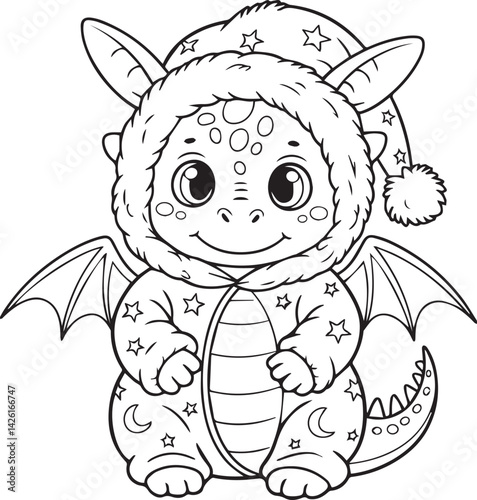 Baby dragon in cozy pajamas with hood