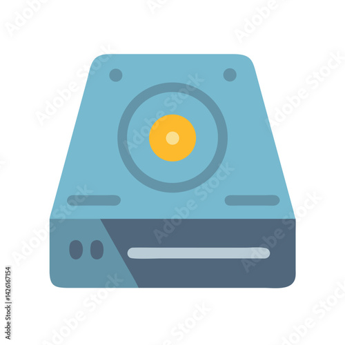 Isolated floppy disk drive icon on black background