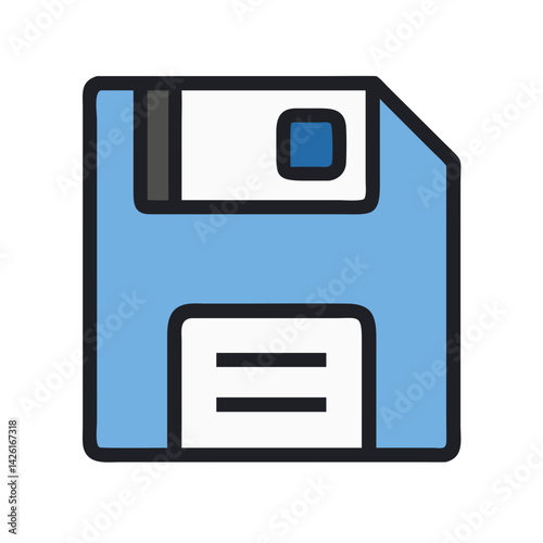 Floppy disk, retro technology vector illustration on black background