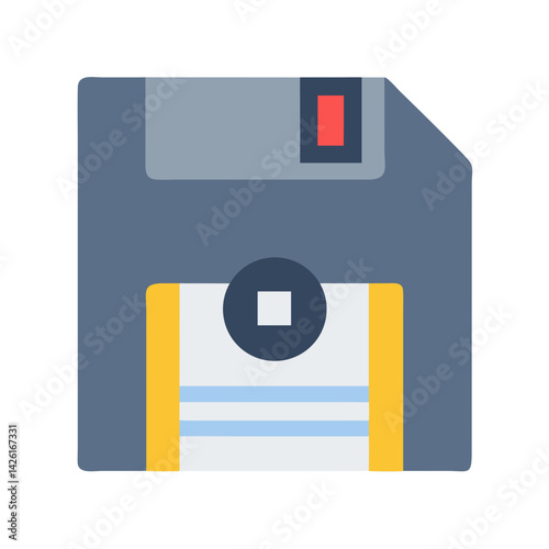 Retro floppy disk storage icon, vintage data concept