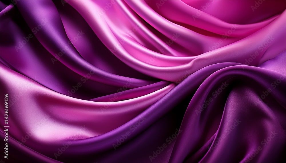 Obraz premium vibrant magenta and purple abstract silk fabric abstract pink flowing waves elegant silky texture purple silk drape abstract background velvet fabric purple and magenta hues smooth texture