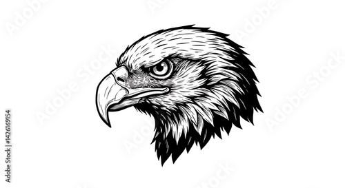 Stunning Black and White Eagle Head Art, High Quality Digital Artwork