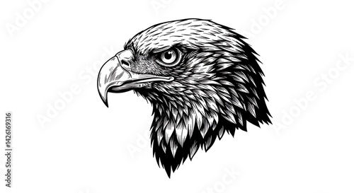Stunning Black and White Eagle Head Art, High Quality Digital Artwork