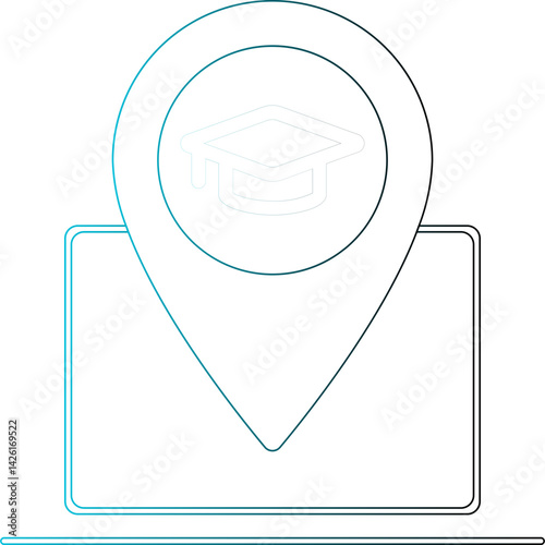 graduation cap thick outline icon 