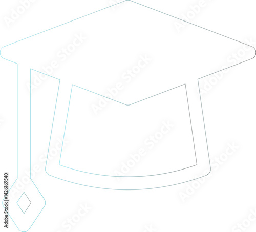 Student Graduation Cap Double Gradient  Line Ion