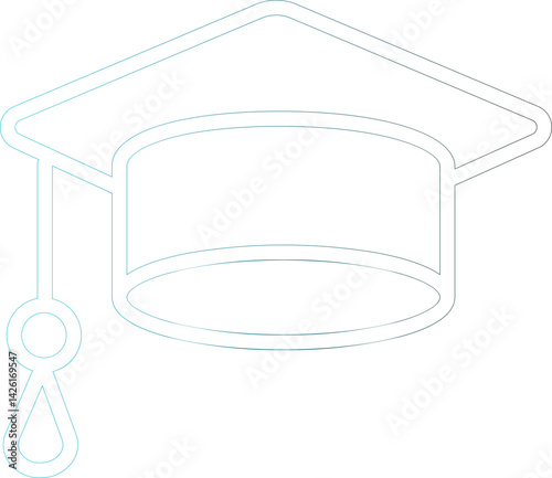 Student Graduate Cap Thin Gradient Outline Icon