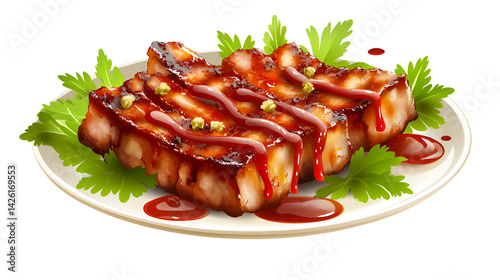 Sizzling Grilled Pork Knuckle Showcasing Mouthwatering Spices and Perfect Char for Food Lovers, on the transparent background