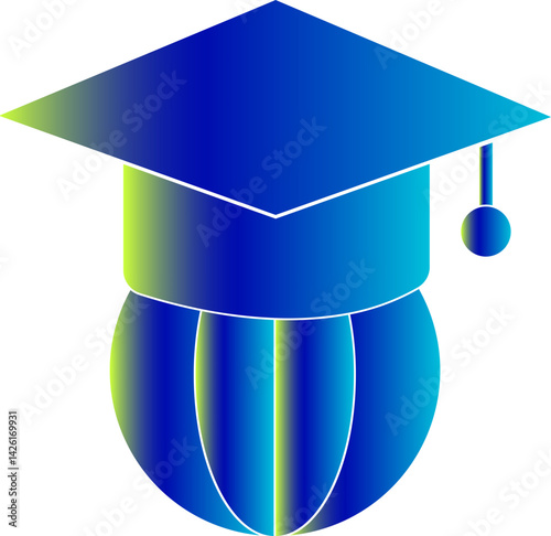 World Graduation Cap Gradient Filled Icon