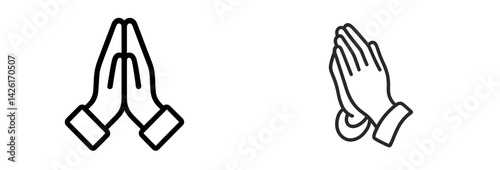 Collection of web icons in line style featuring clasped hands for various applications and digital use