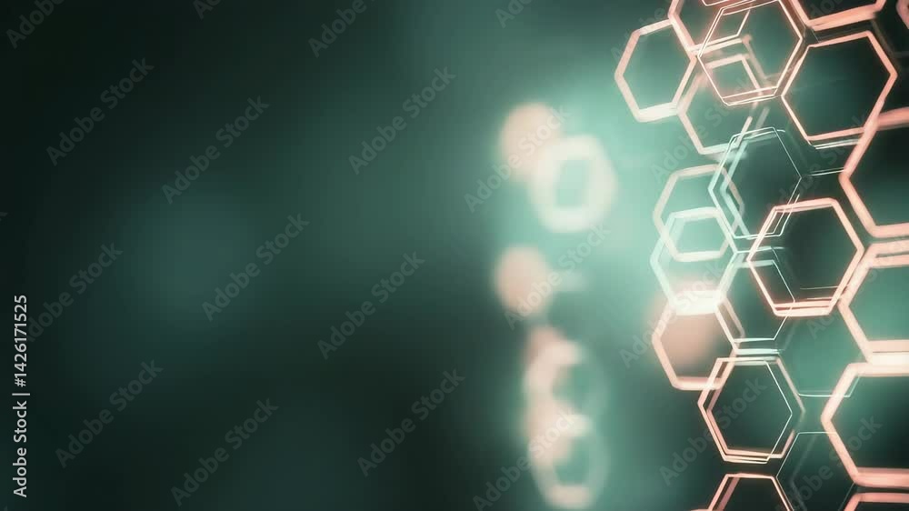 Abstract hexagonal pattern with glowing edges on a dark background