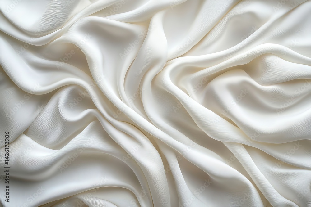Obraz premium Smooth white silk fabric with elegant folds and textures draping softly over a flat surface