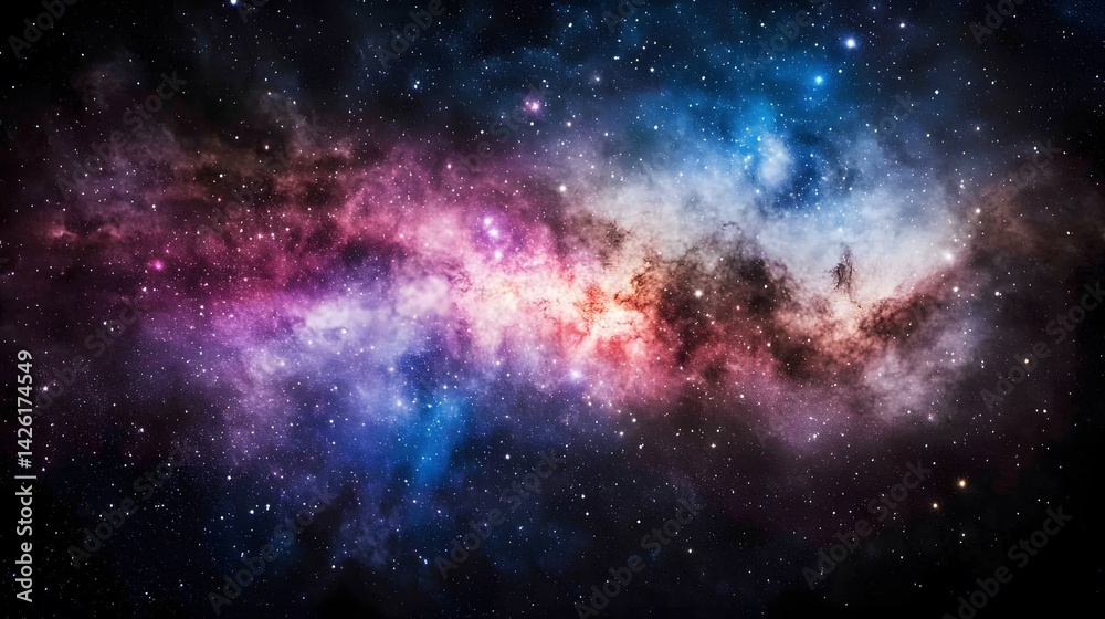Naklejka premium Vibrant Nebula Cosmic Background Stunning Starry Night Sky Space Galaxy