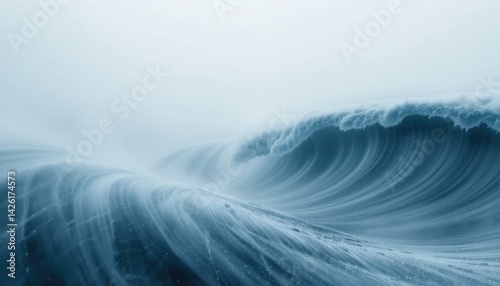 Powerful ocean waves crashing on shoreline coastal region nature photography stormy weather wide-angle view elemental force