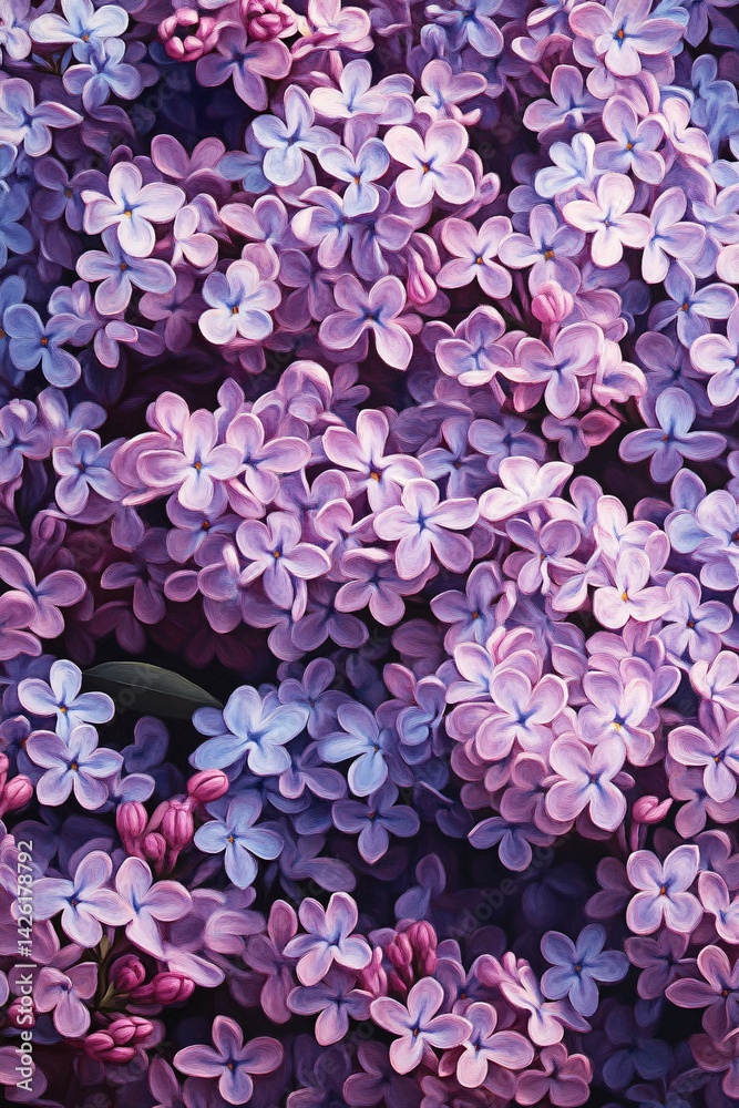 Obraz premium High-Precision Image of Lilac Blossoms Creating a Colorful Canopy