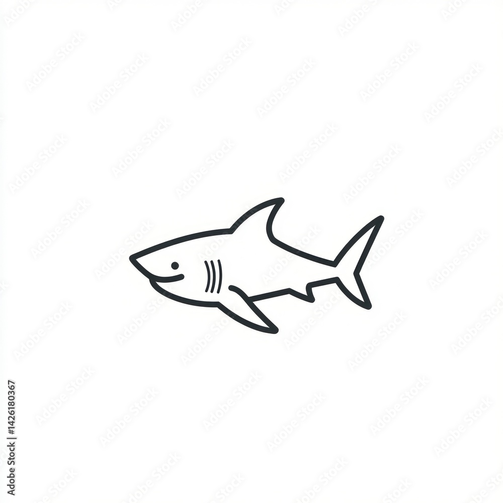 Obraz premium Shark illustration, ocean animal, marine life, white background, icon design