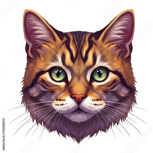 Vibrant and High-Quality Colorful Cat Head Art Stunning Digital Artwork