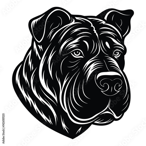 Chinese Shar Pei Dog Head Silhouette Vector
