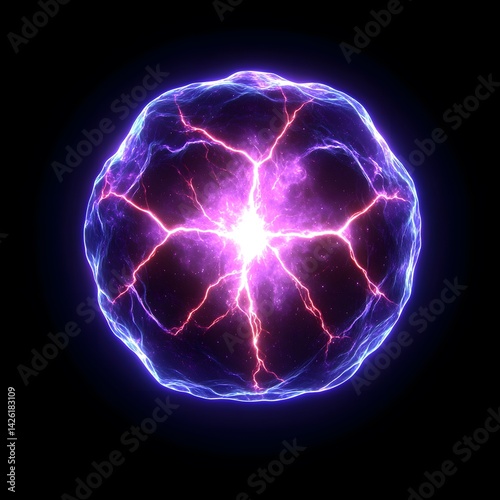 Glowing Energy Orb Powerful Plasma Ball Abstract Light Purple Pink Neon