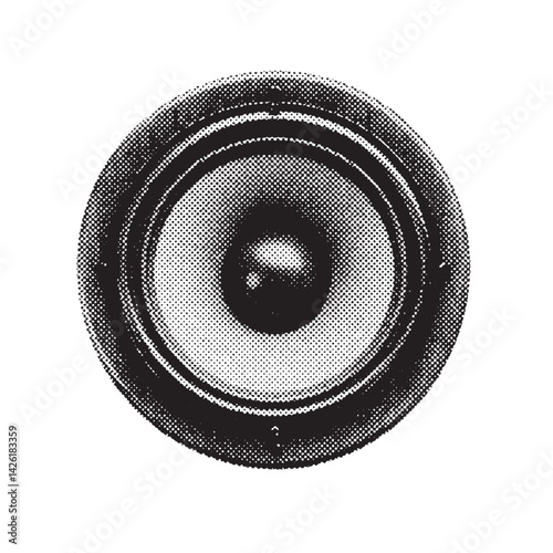 stereo speaker halftone grunge vector design element
