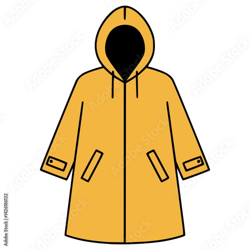 yellow raincoat poncho fashion flat color vector illustration template design