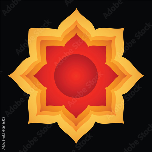 Paper cut frame vector orange chakra yoga style