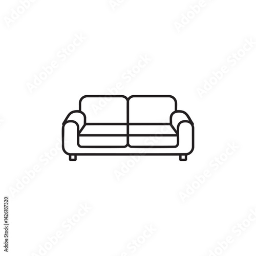 Simple sofa line icon. Furniture, living room, home comfort, and interior design symbol. Minimalist vector illustration.