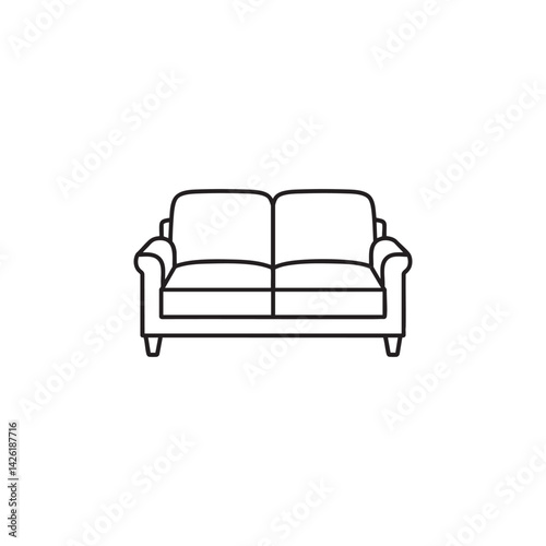Simple sofa line icon. Furniture, living room, home comfort, and interior design symbol. Minimalist vector illustration.