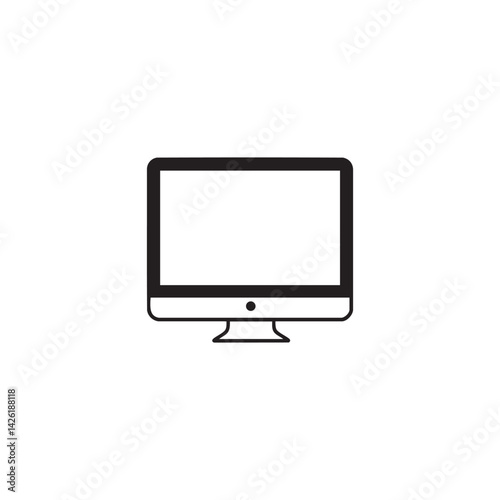 Simple computer monitor line icon. Technology, desktop, office, work, and digital display symbol. Minimalist vector illustration.