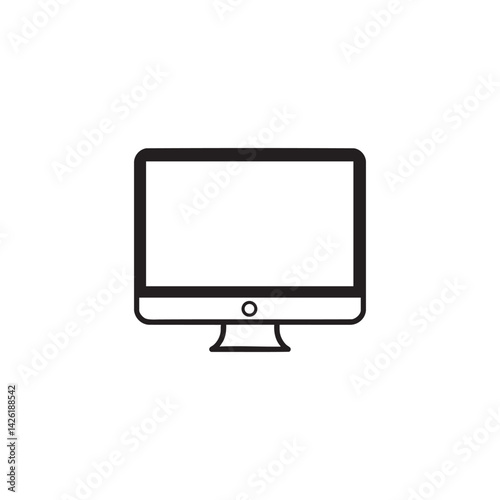 Simple computer monitor line icon. Technology, desktop, office, work, and digital display symbol. Minimalist vector illustration.