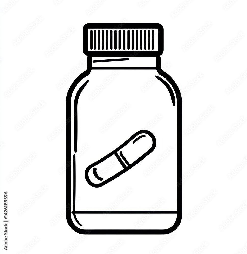 Fototapeta premium Pill bottle, medicine, healthcare, white background, medical illustration